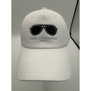Karl Lagerfeld Paris White Sunglasses Hat Baseball Cap Mens Adjustable NWT